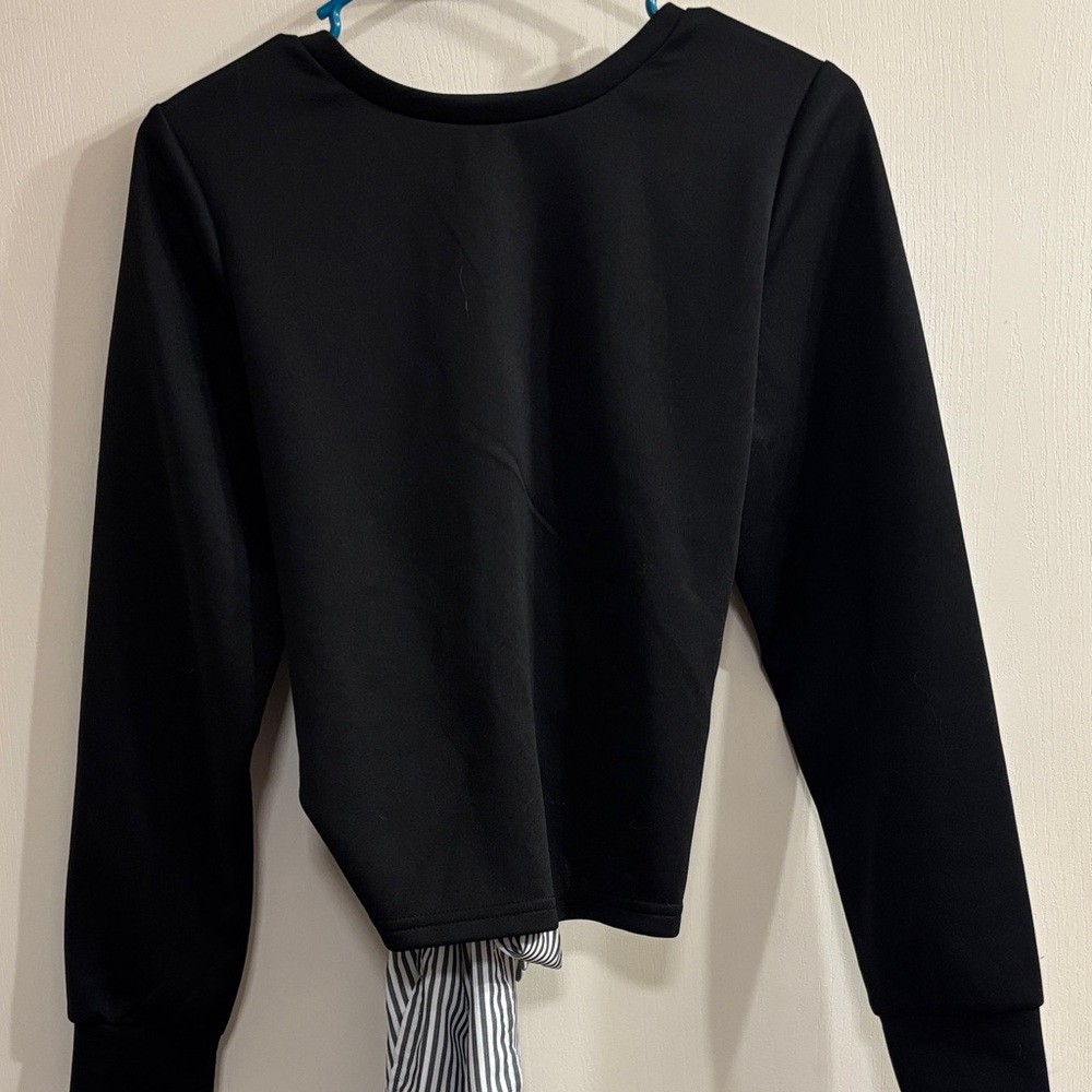 SHEIN Black Long Sleeve Crop Top